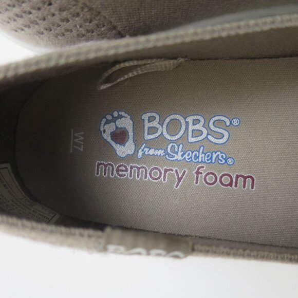 BOBS from Skechers Taupe Slip On Knit Memory Foam Shoe Size 7 - Picture 4 of 7